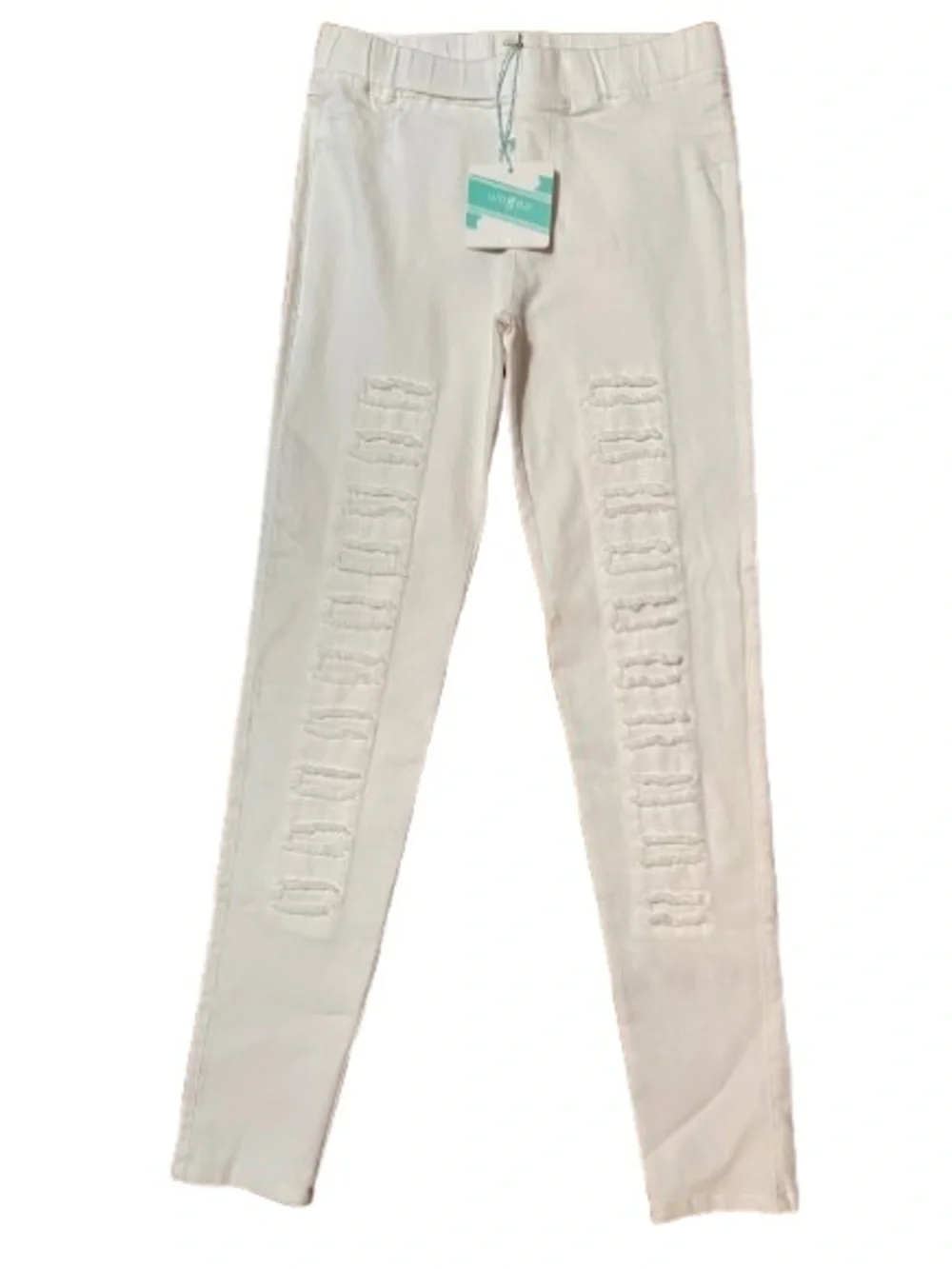 NWT Umgee High Waist White Distressed Jeggings with Front Panel Detailing Medium